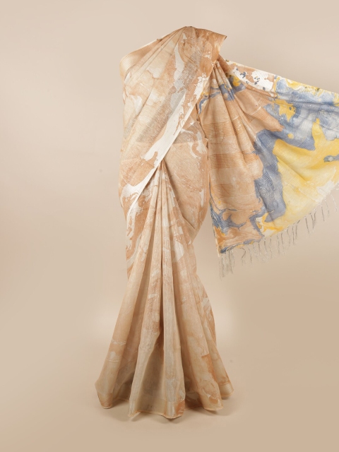 

Pothys Cream-Coloured & Grey Pure Linen Saree