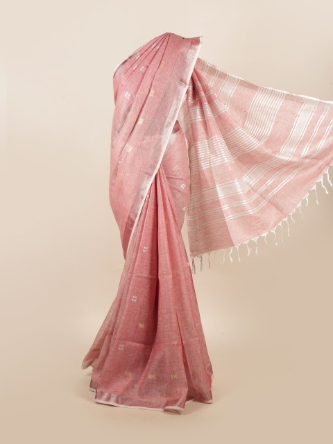 

Pothys Mauve & Silver Pure Linen Saree