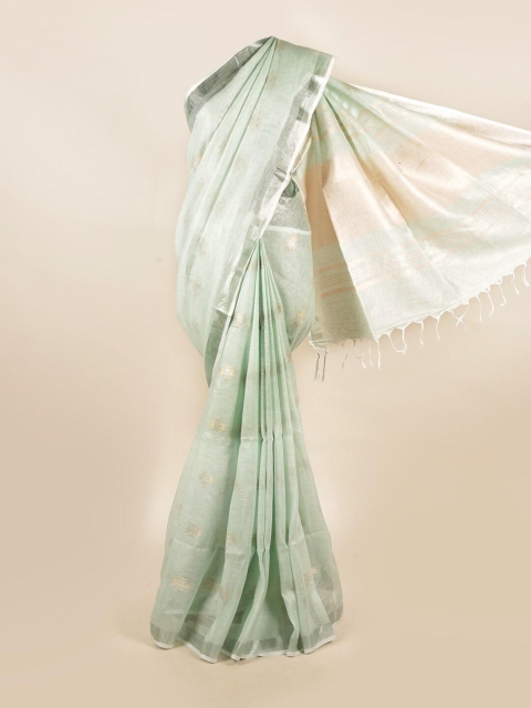 

Pothys Green Woven Design Pure Linen Saree