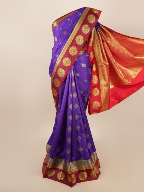 

Pothys Violet & Red Ethnic Motifs Zari Art Silk Saree
