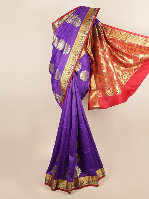 

Pothys Violet & Red Floral Art Silk Saree