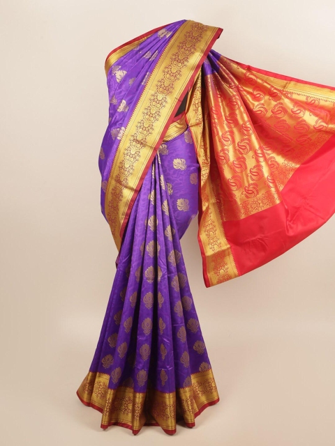

Pothys Violet & Red Ethnic Motifs Zari Art Silk Saree