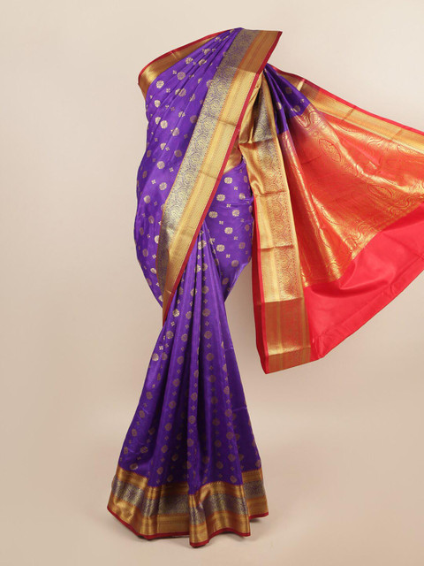 

Pothys Women Violet Printed Art Silk Saree