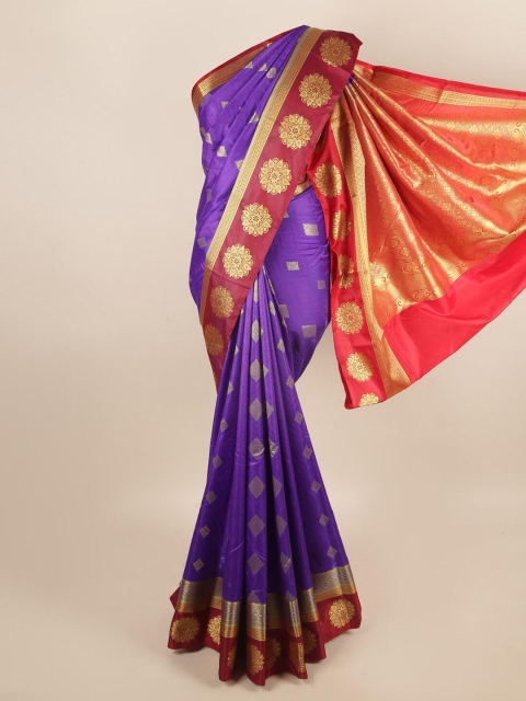 

Pothys Violet & Red Floral Art Silk Saree