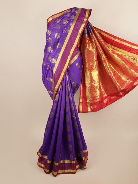 

Pothys Violet & Red Ethnic Motifs Art Silk Saree
