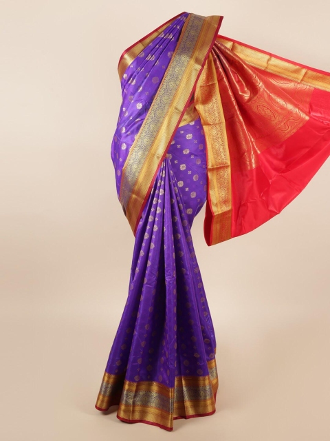 

Pothys Violet & Red Ethnic Motifs Zari Art Silk Saree