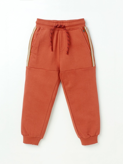 

Ed-a-Mamma Boys Maroon Solid Pure Cotton Joggers, Rust