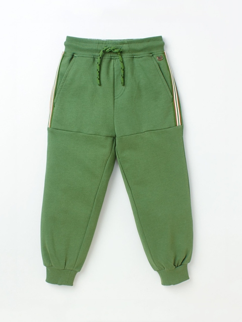 

Ed-a-Mamma Boys Green Solid Pure Cotton Joggers