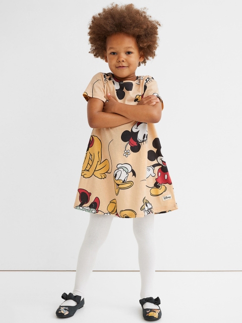 

H&M Girls Beige Printed Jersey Dress