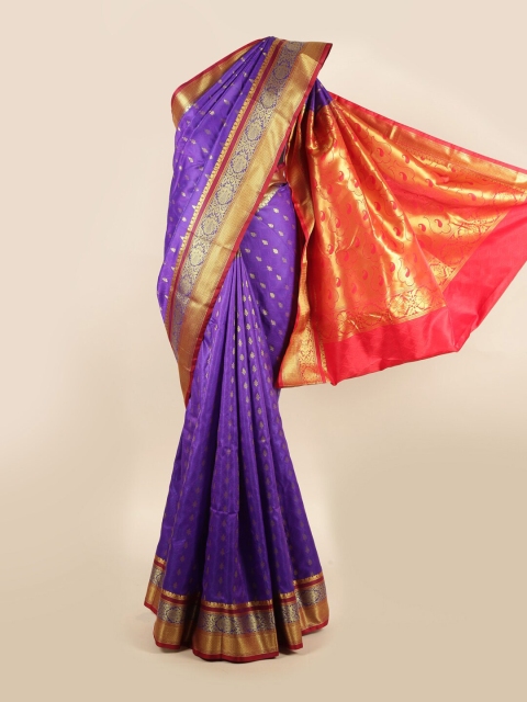 

Pothys Violet & Orange Ethnic Motifs Zari Art Silk Saree