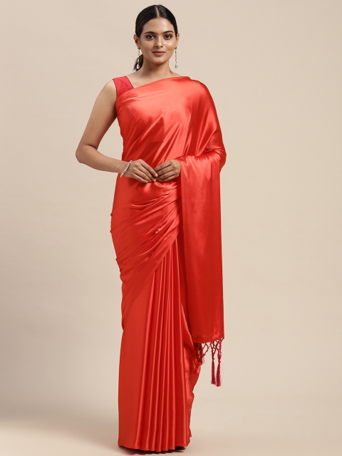 

Mitera Red Embellished Satin Saree