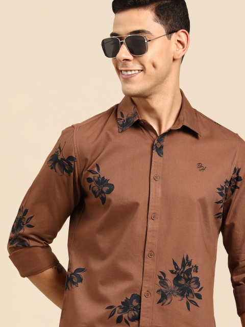 

Being Human Men Brown Pure Cotton Slim Fit Floral Printed Casual Shirt