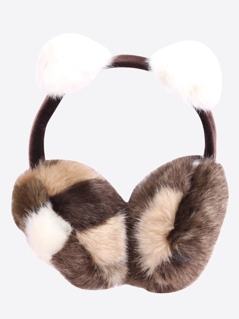 

CUTECUMBER Girls Brown & White Faux Fur Ear Muffs