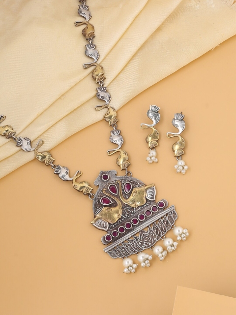 

VIRAASI Gold-Toned & Silver-Toned Antique Jewellery Set