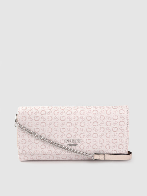 

GUESS Pink Brand Logo Printed Structured Sling Bag with Detachable Sling Strap