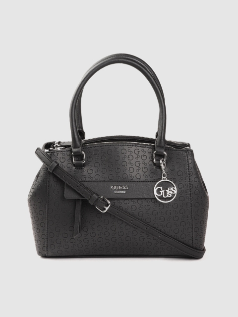 

GUESS Black Brand Logo Textured PU Structured KALLMAN Handheld Bag