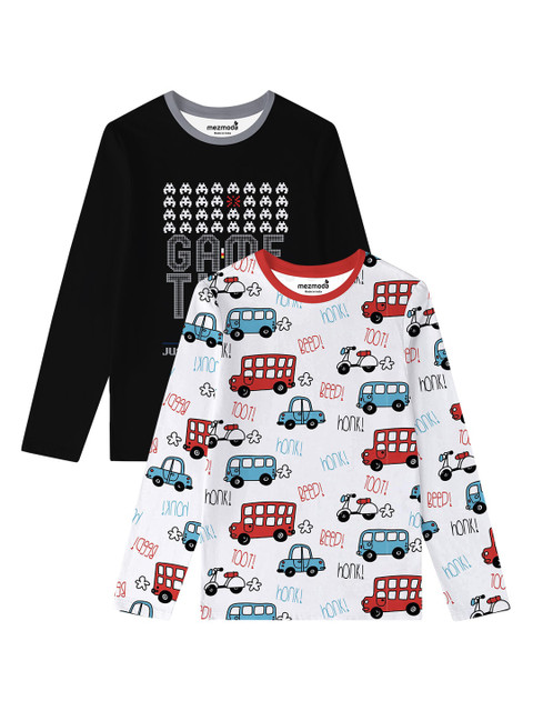 

mezmoda Boys Pack Of 2 Printed T-shirt, Black