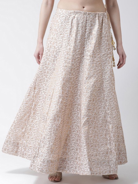 

TULIP 21 Women Beige Self Design Pure Silk Flared Maxi Skirt