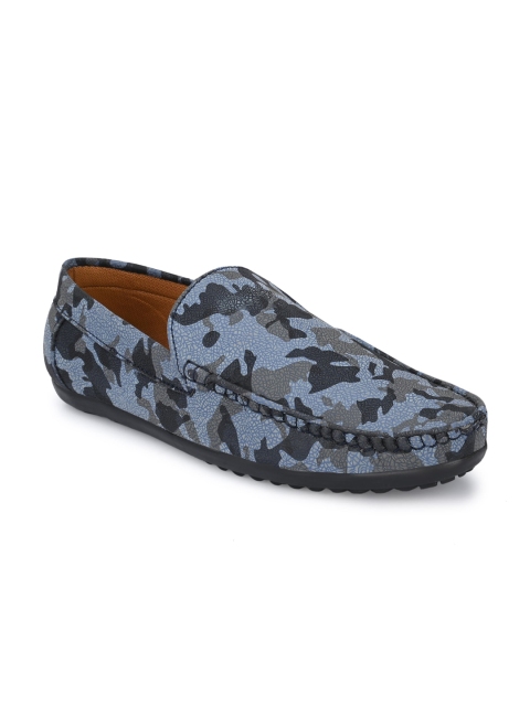 

DERBY KICKS Men Blue Printed Slip-On Sneakers