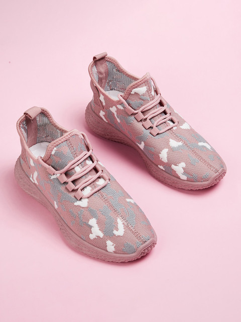 

Ginger by Lifestyle Women Fuchsia Pink & White Woven Design Sneakers