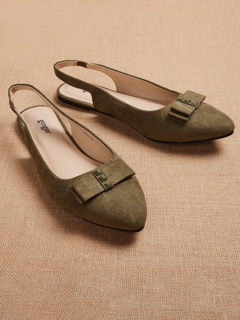 

Ginger by Lifestyle Women Green Ballerinas with Bows
