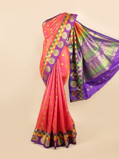 

Pothys Pink & Purple Ethnic Motifs Art Silk Saree