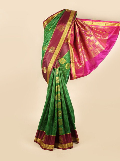 

Pothys Green & Gold Ethnic Motifs Art Silk Saree