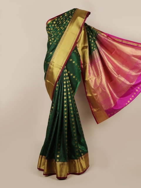 

Poth Green & Pink Woven Design Art Silk Saree