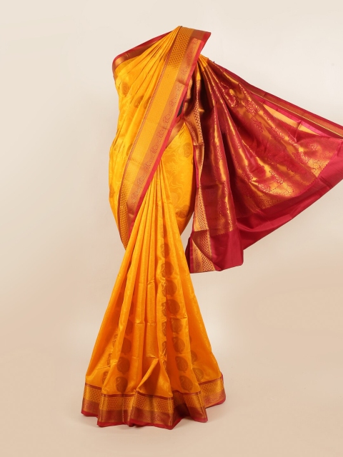 

Pothys Yellow & Maroon Woven Design Zari Art Silk Saree