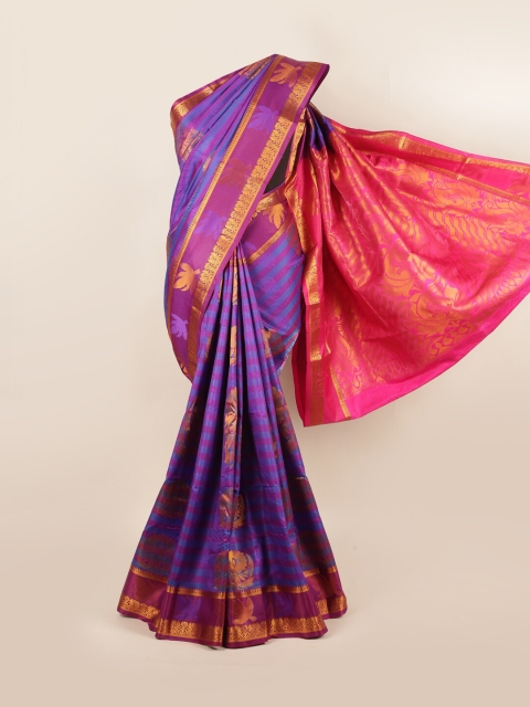 

Pothys Purple & Magenta Striped Zari Art Silk Saree