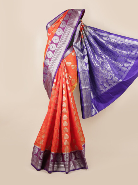

Pothys Orange & Blue Woven Design Zari Art Silk Saree