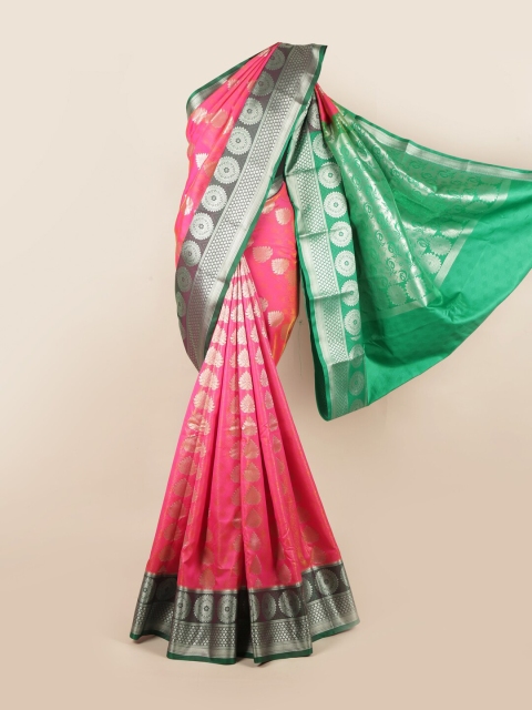 

Pothys Pink & Silver Ethnic Motifs Zari Art Silk Saree