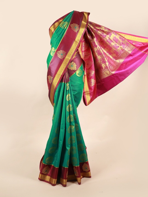 

Pothys Green & Purple Ethnic Motifs Art Silk Saree