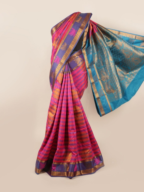 

Pothys Pink & Blue Ethnic Motifs Zari Art Silk Saree