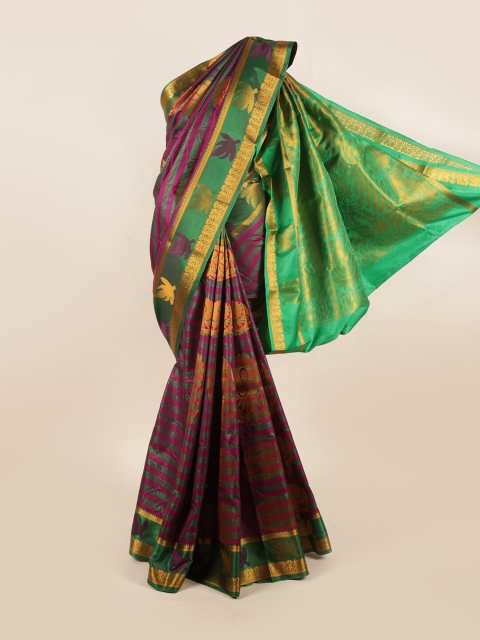 

Pothys Purple & Green Ethnic Motifs Art Silk Saree