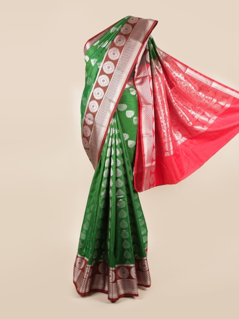 

Pothys Green & Red Ethnic Motifs Zari Art Silk Saree