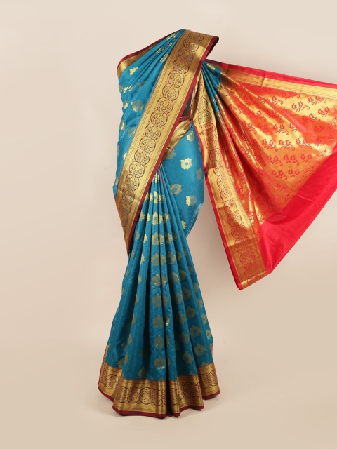 

Pothys Blue & Orange Woven Design Art Silk Saree