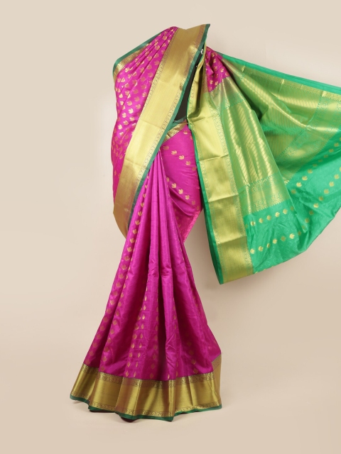 

Pothys Magenta & Green Ethnic Motifs Zari Art Silk Saree