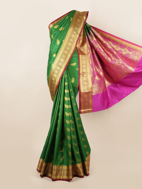 

Pothys Green & Magenta Woven Design Zari Art Silk Saree