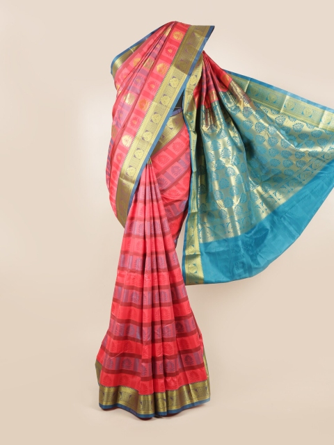 

Pothys Pink & Blue Woven Design Art Silk Saree