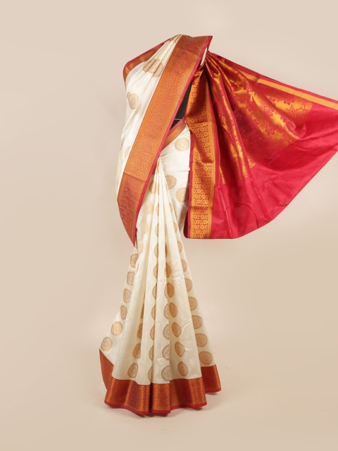 

Pothys Cream-Coloured & Red Woven Design Art Silk Saree