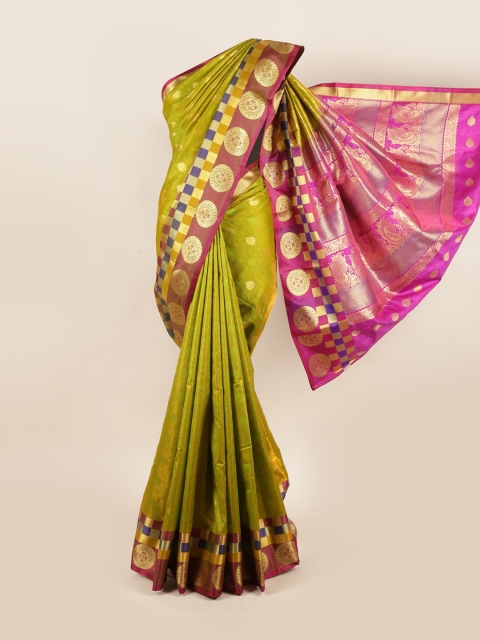 

Pothys Green & Purple Ethnic Motifs Art Silk Saree