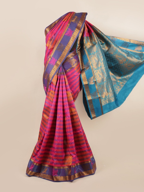 

Pothys Pink & Blue Ethnic Motifs Zari Art Silk Saree