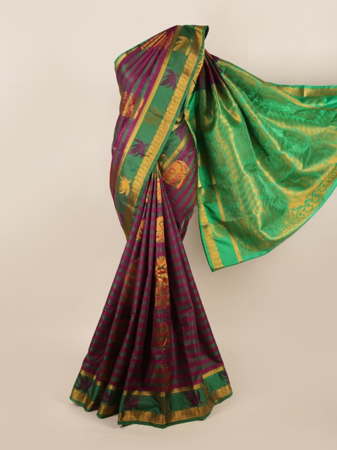 

Pothys Purple & Green Ethnic Motifs Zari Art Silk Saree