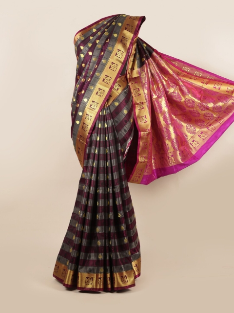 

Pothys Grey & Purple Woven Design Art Silk Saree