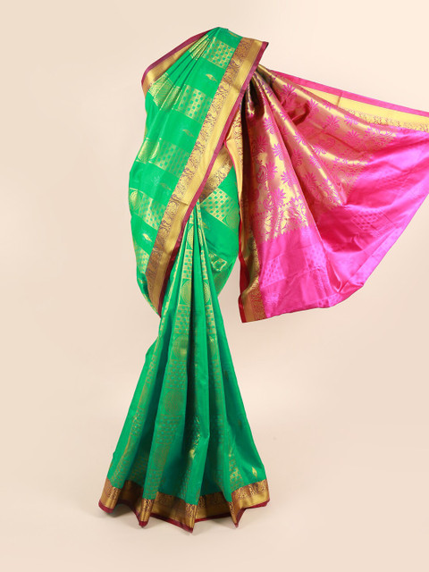 

Pothys Green & Pink Ethnic Motifs Zari Art Silk Saree