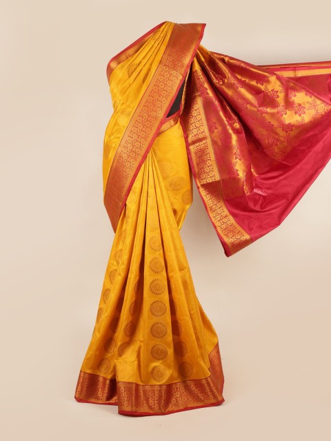 

Pothys Mustard & Red Ethnic Motifs Zari Art Silk Saree