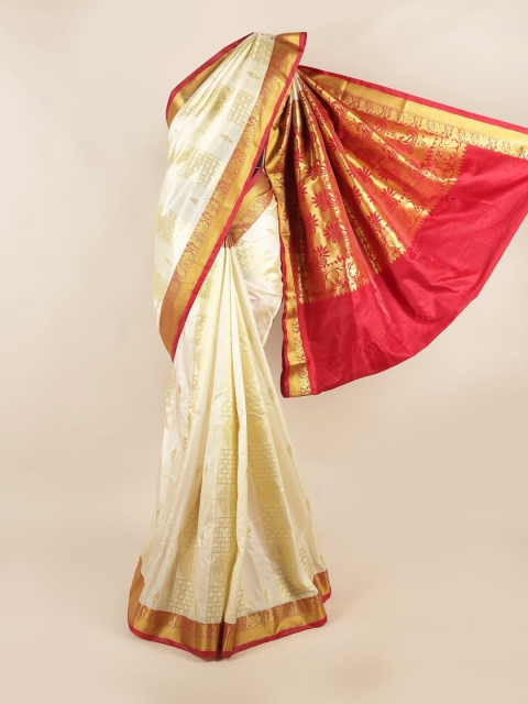 

Pothys Cream & Red Woven Design Zari Art Silk Saree