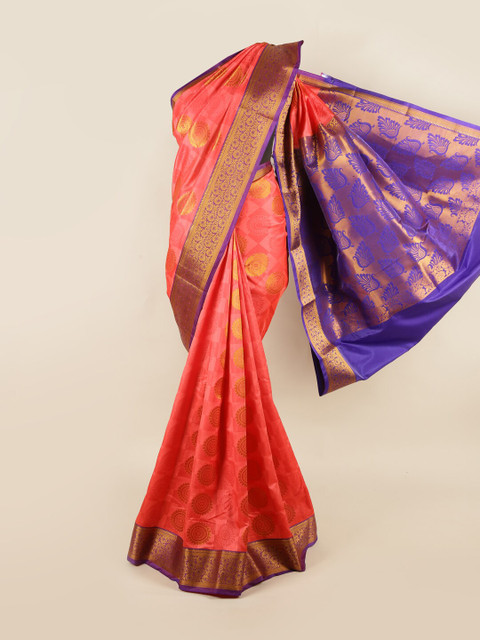 

Pothys Pink & Blue Ethnic Motifs Zari Art Silk Saree