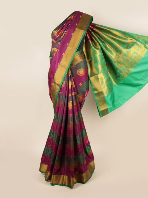 

Pothys Purple & Green Ethnic Motifs Zari Art Silk Saree